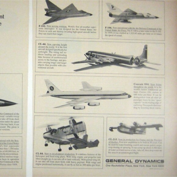 General Dynamics Aircraft Helicopter Fighter Jet Advertisement Print 2 Page 1967 - Picture 2 of 2